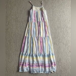 LC Lauren Conrad Blue and Pink Ruffled Tiered Sundress